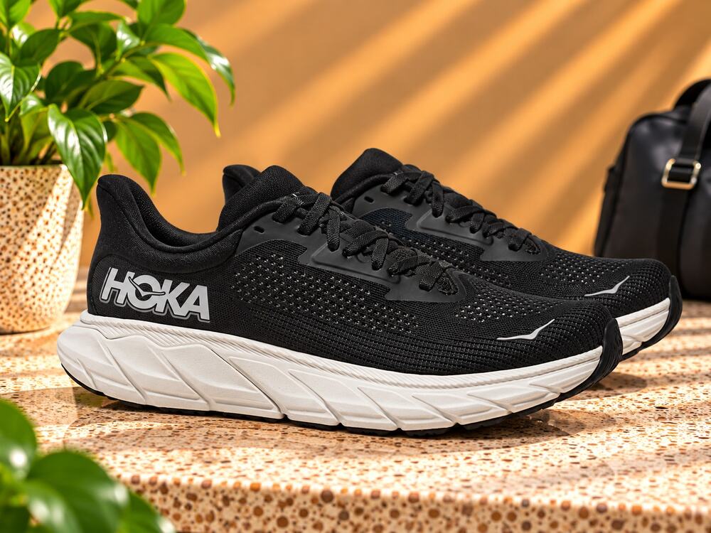 USED Hoka Women's Arahi 7 Black/White 9.5 Wide